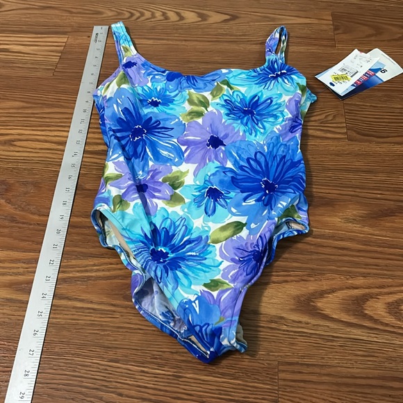 NWT Gabar Vintage Women’s Swim Suit Size 16 Long Torso Floral Print Tummy Toner - Picture 7 of 12